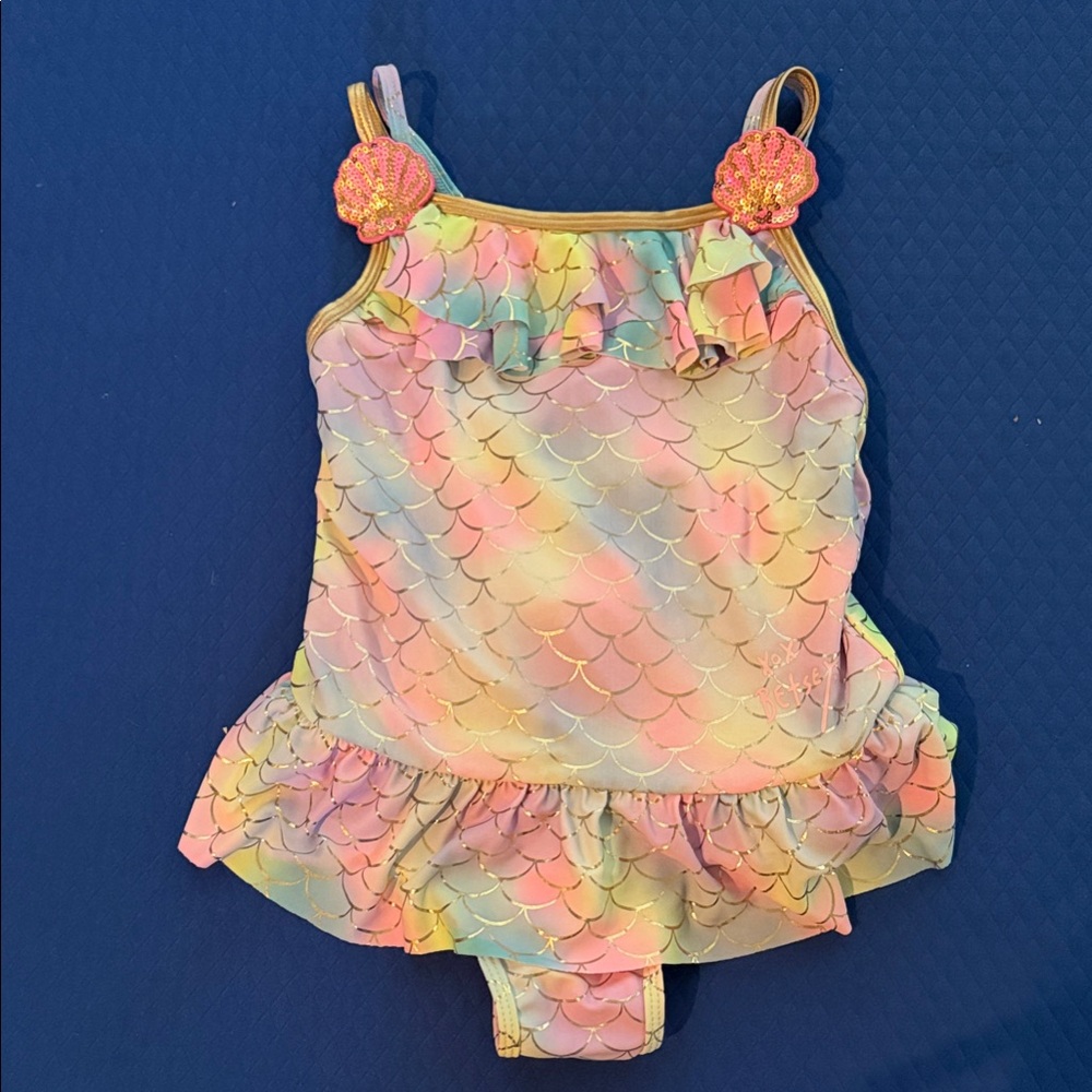 Betsey Johnson Pink and Gold Scallop Swimsuit